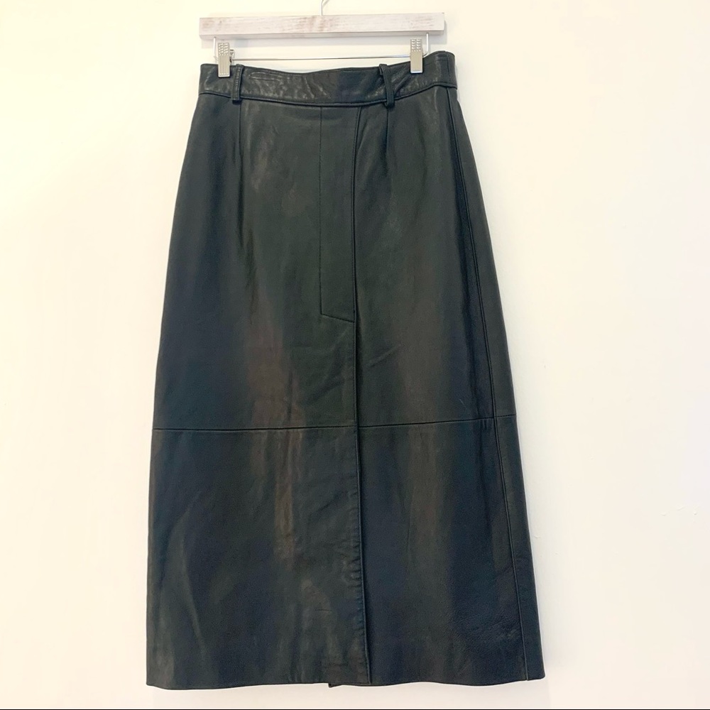 Women’s Leather Skirt Midi Black